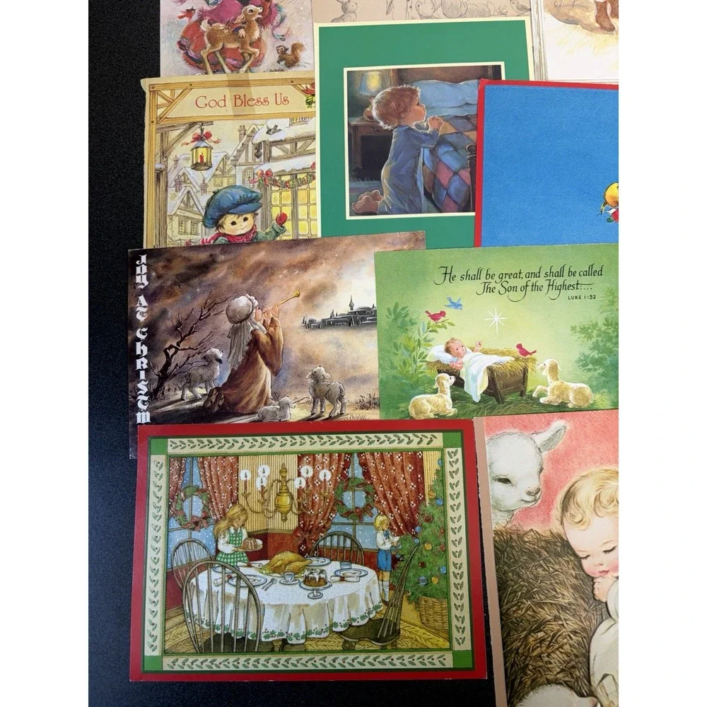 Vintage Christmas Cards Fronts ONLY Kids Children Scrapbooking Crafts Lot of 50+